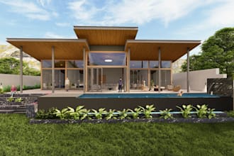 design modern exterior elevation and luxury interior rendering