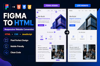 convert figma design to responsive HTML CSS website