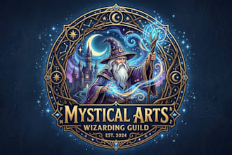 design a magical wizard fantasy logo for your brand