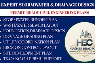 draw stormwater and wastewater drainage plans for tx ca nc oh permit approval