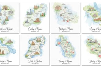 design watercolor wedding or event map