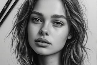 professional your portrait sketch with pencil and charcoal
