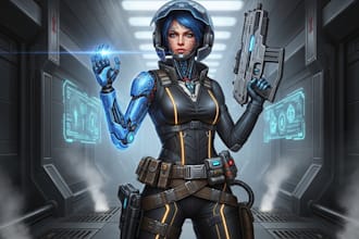 sci fi character illustration or sci fi character