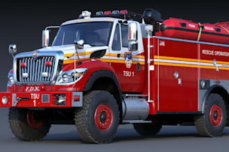sculpt rescue vehicle,firetruck model,realism texture,car wheel,stl for printing