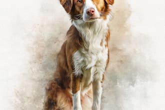 watercolor draw watercolor pet portrait