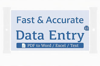 do fast and accurate data entry, typing, pdf to word, excel