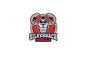 creating sports fitness training logo for silver back muscle