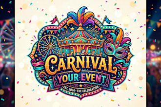 design a vibrant carnival logo for your event or brand