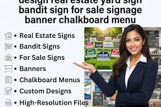design real estate yard sign bandit sign for sale signage banner chalkboard menu