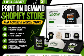 create print on demand shopify store pod t shirt and merch store design