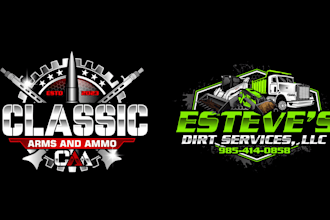 make awesome gorgeous gun shop and dirt service logo in one day