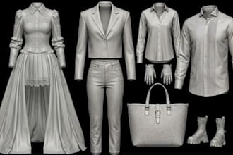 design rig, texture 3d mesh clothing, 3d second life clothing marvelous designer