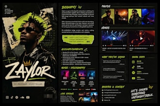 design interactive electronic press kit, epk, dj press kit, media kit, portfolo