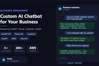 build a custom ai chatbot using chatgpt or claude API for your business