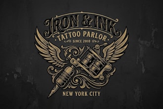 design a professional tattoo machine logo for your tattoo shop