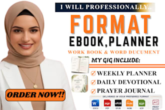 professionally format ebook planner workbooks and word document