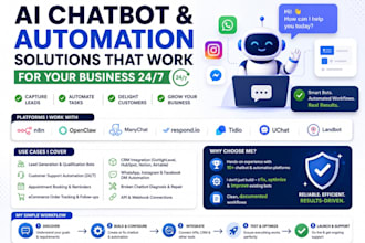 build fix n8n, openclaw, ai chatbot, manychat, responseio, tidio, uchat, landbot