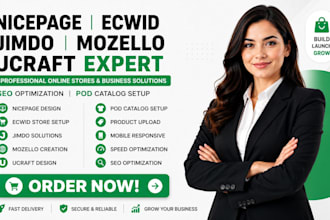 setup nicepage ecwid jimbdo mozelle ucraft website SEO optimization pod catalog