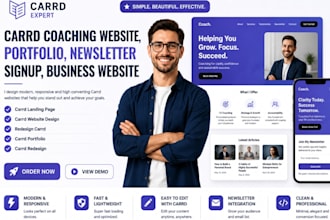 carrd coaching website, portfolio, newsletter signup, business website