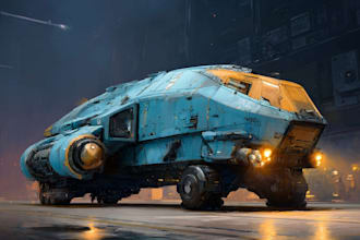 draw sci fi spaceship concept art or vehicle design