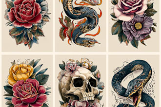create a flash tattoo neo traditional design