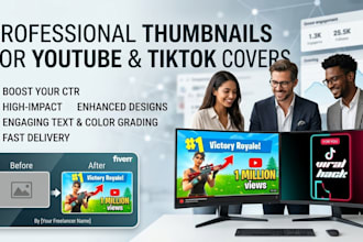 design eye catching youtube and tiktok thumbnails