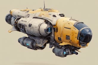 create sci fi spaceship art and futuristic illustrations