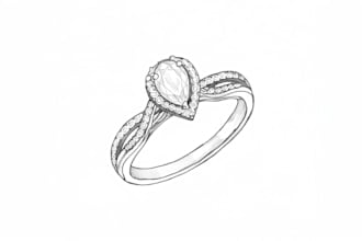 draw custom jewelry and ring design sketches by hand