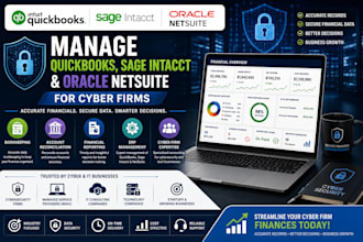 manage quickbooks, sage intacct and oracle netsuite for cyber firms