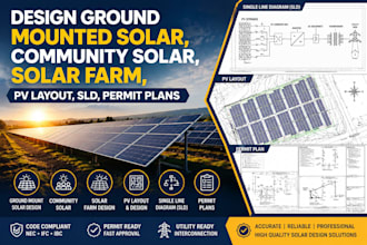 design ground mounted solar, community solar, solar farm, pv layout, sld, permit
