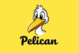 design outstanding pelican bird mascot logo with express delivery