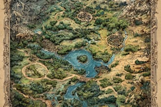 create a fantasy map in parchment style