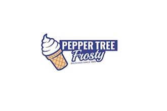 design pepper tree frosty ice cream shop logo
