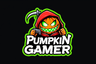 design high quality pumpkin gamer mascot logo in express delivery