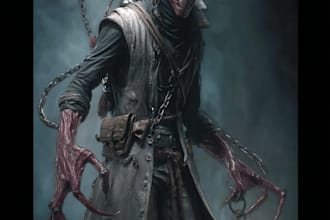 create dark fantasy horror character art for games and books