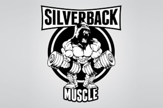 creating a sports gym training logo for silver back muscle