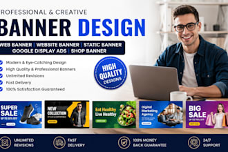 design web banner, website banner, static banner, google display ads,shop banner