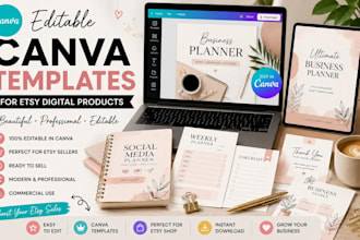 design editable canva templates for etsy digital products, invitation design