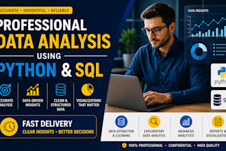 perform professional data analysis using python and sql