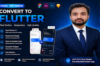 convert figma, xd, PSD, sketch or any design into flutter app UI