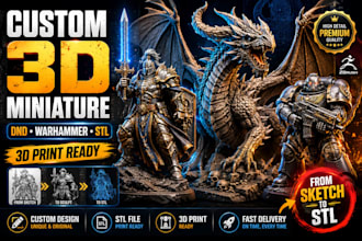 sculpt 3d miniature, dnd miniature, warhammer stl model for 3d printing