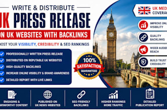 write and distribute UK press release on UK websites with backlinks