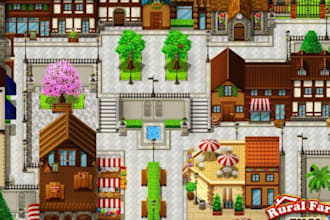 design custom tile map, pixel art tileset for your game using rpg maker mz mv