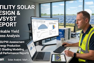 deliver utility solar design and bankable pvsyst yield loss analysis report