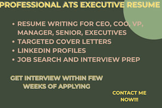 write edit executive resume cover letter bio, linkedin for director CEO cfo vp
