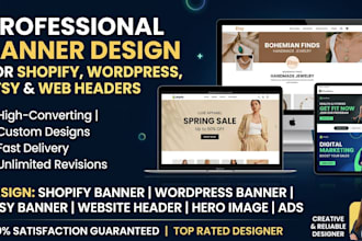 design shopify banner wordpress banner etsy banner website header hero image ads