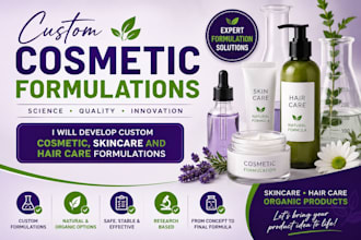 develop custom cosmetic, skincare and hair care formulations