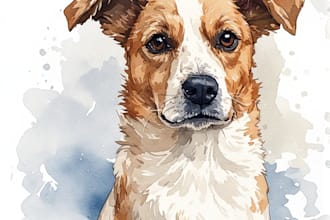 create digital pet watercolor portrait