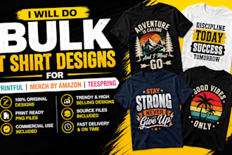 design bulk pod t shirt for printful, amazon merch and teespring
