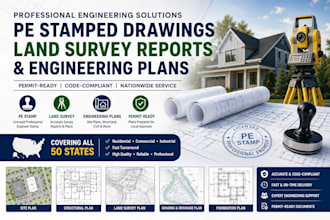 nj, ca, fl, tx, ga, wa, al drawings stamp, land surveying report plan, pe stamp
